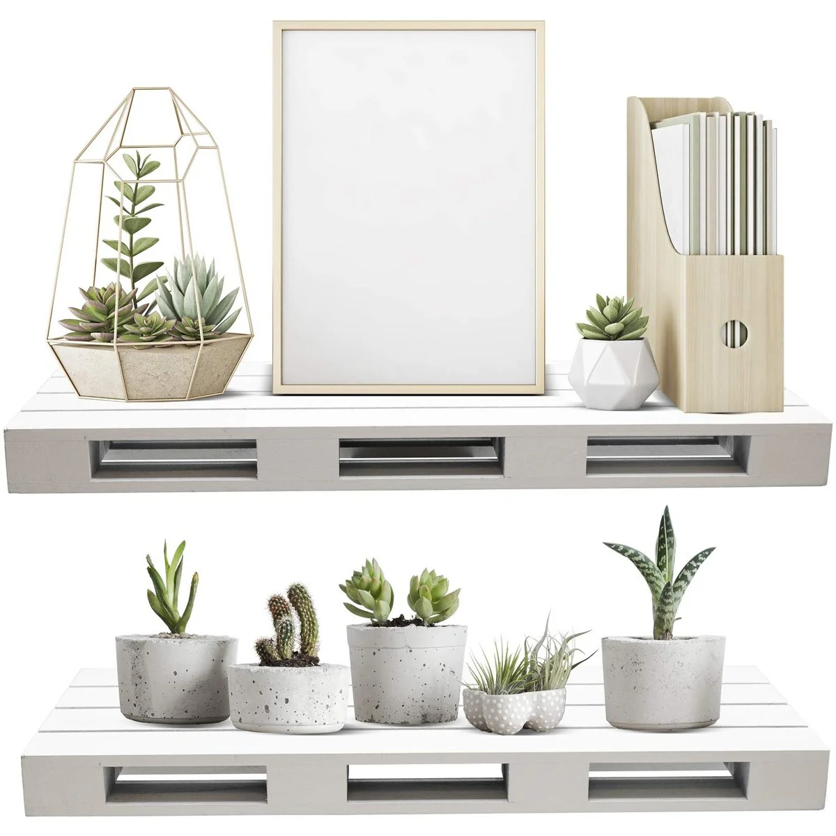 Sorbus Floating Pallet Shelves, Wall Mount Ledge Storage Organizer Set of 2