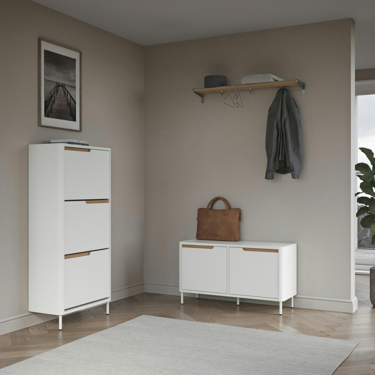 PATIPATI - Meuble à chaussures design en bois blanc