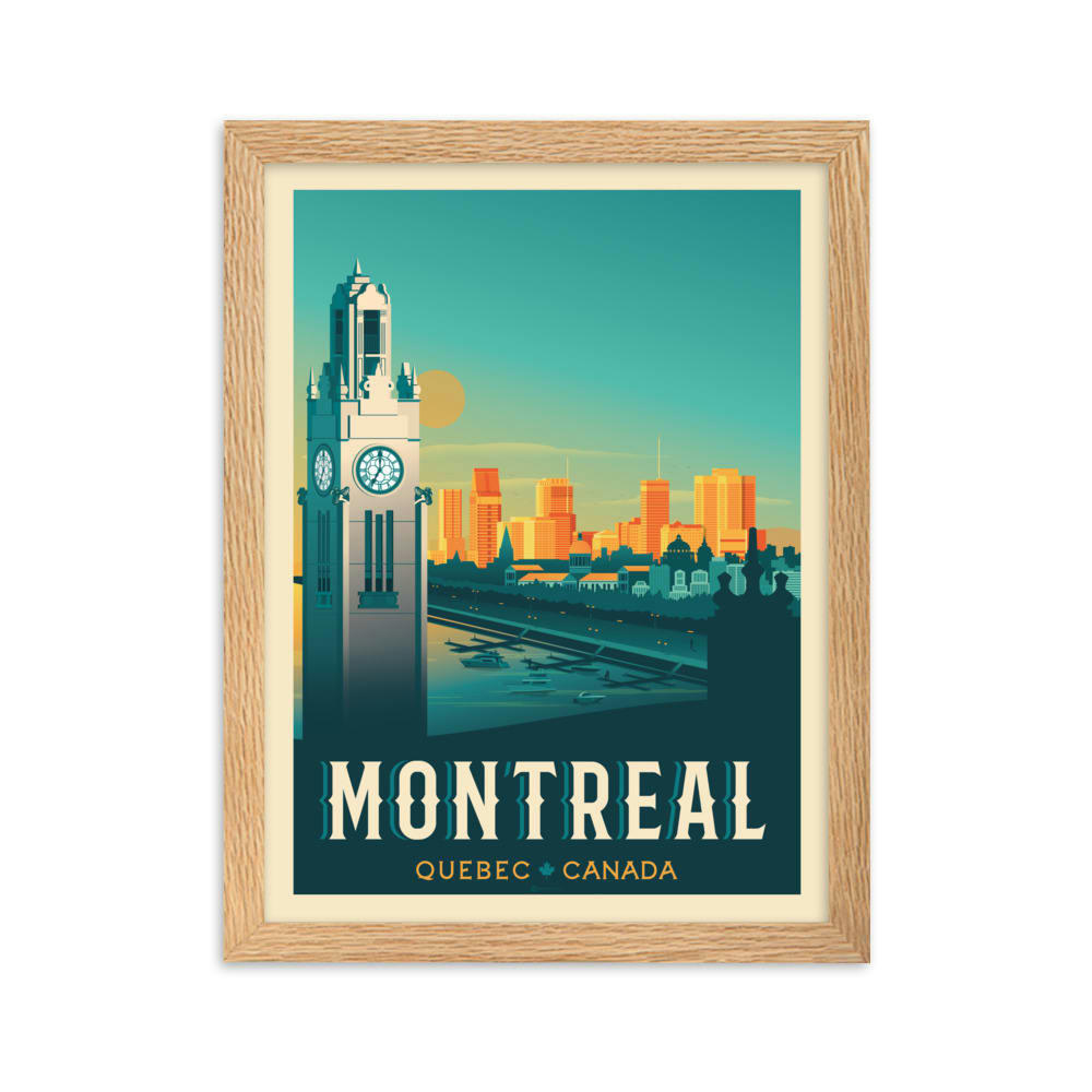 - Affiche Montréal Canada avec Cadre (Bois) 21x29,7 cm