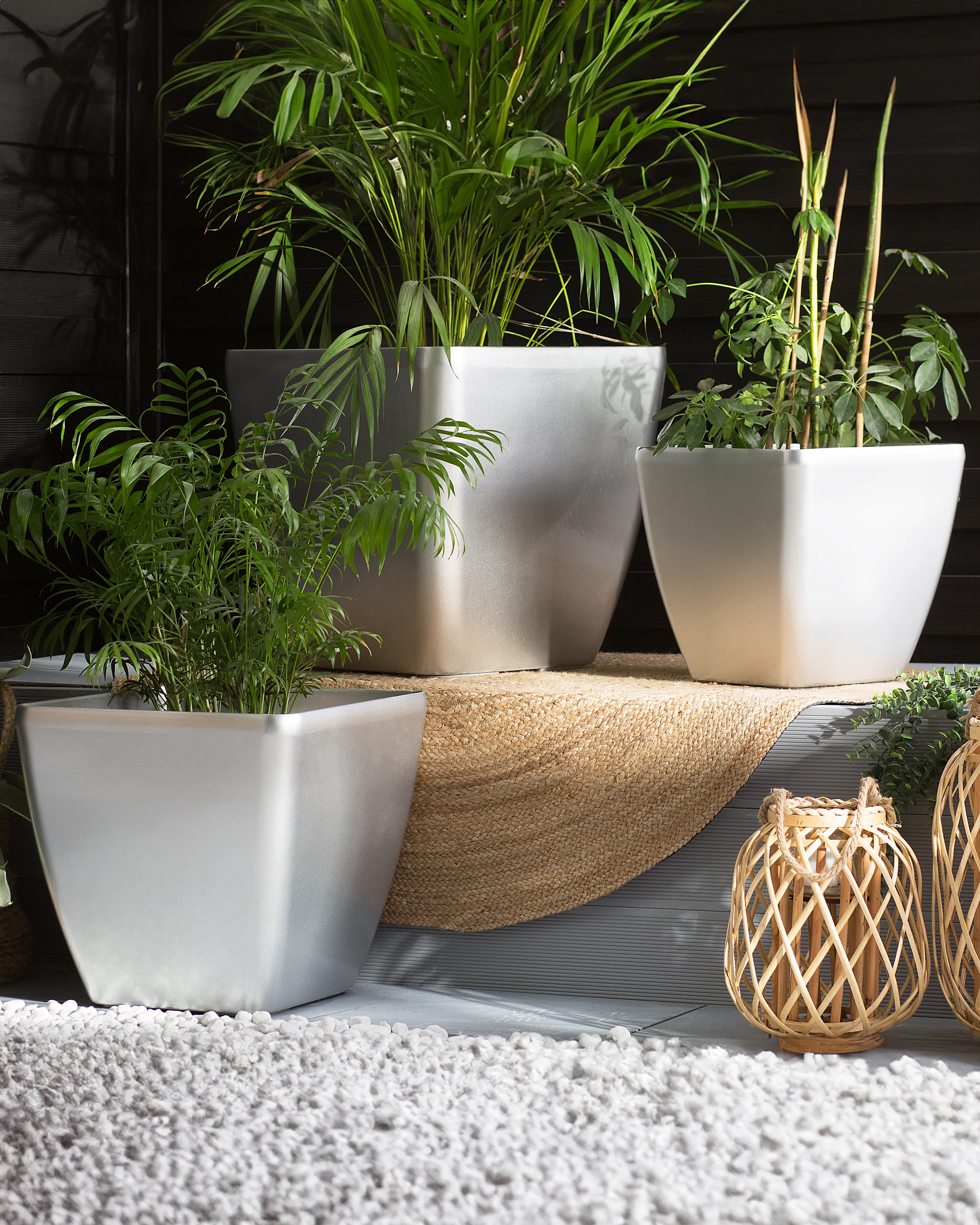 Set of 2 Plant Pots ASTRAS 50 cm Silver