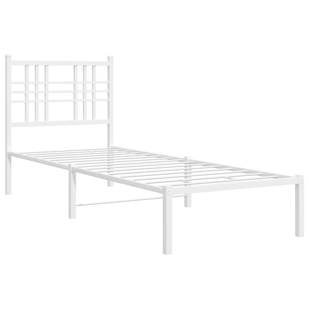 Metalowa rama łóżka z wezgłowiem biała 80x200 cm