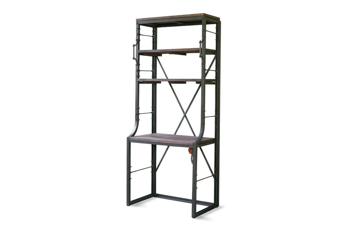 SEATTLE - Bureau-Bibliothèque industriel en métal et bois marron