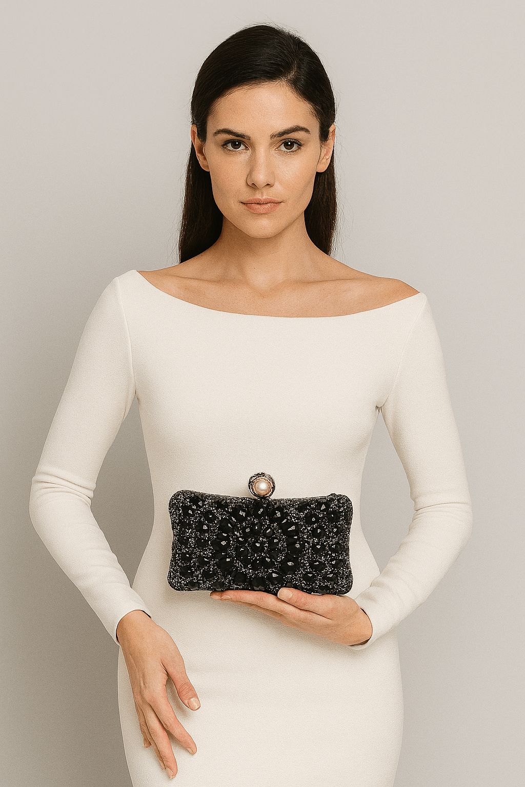 AJVANI Diamante Embellished Gem Party Evening Prom Clutch Bag