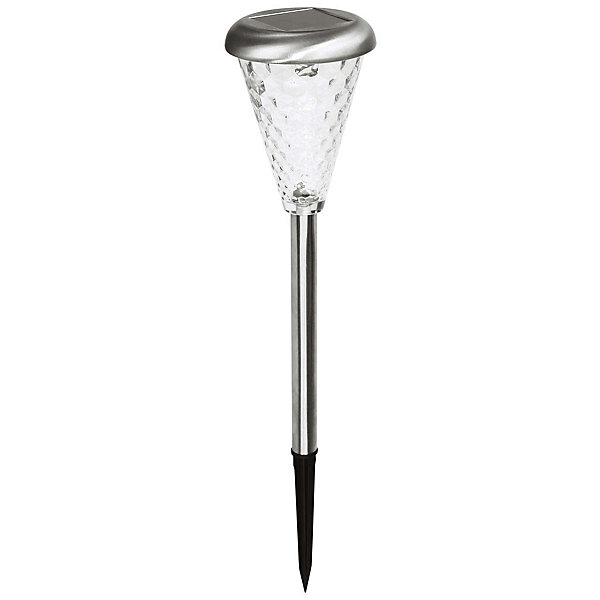 Balise solaire en inox verre- Hauteur 37cm- 1 LED blanche   1 LED multicolore- 5 Lumens- Eclairage extérieur Jardin