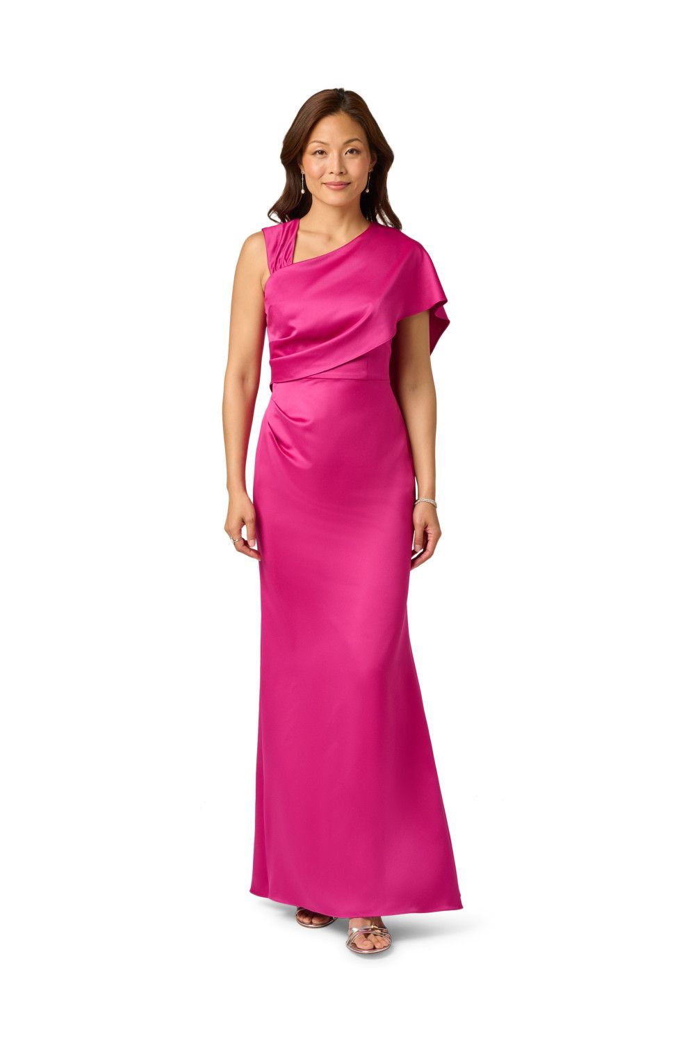 Adrianna Papell Satin Crepe Draped Gown