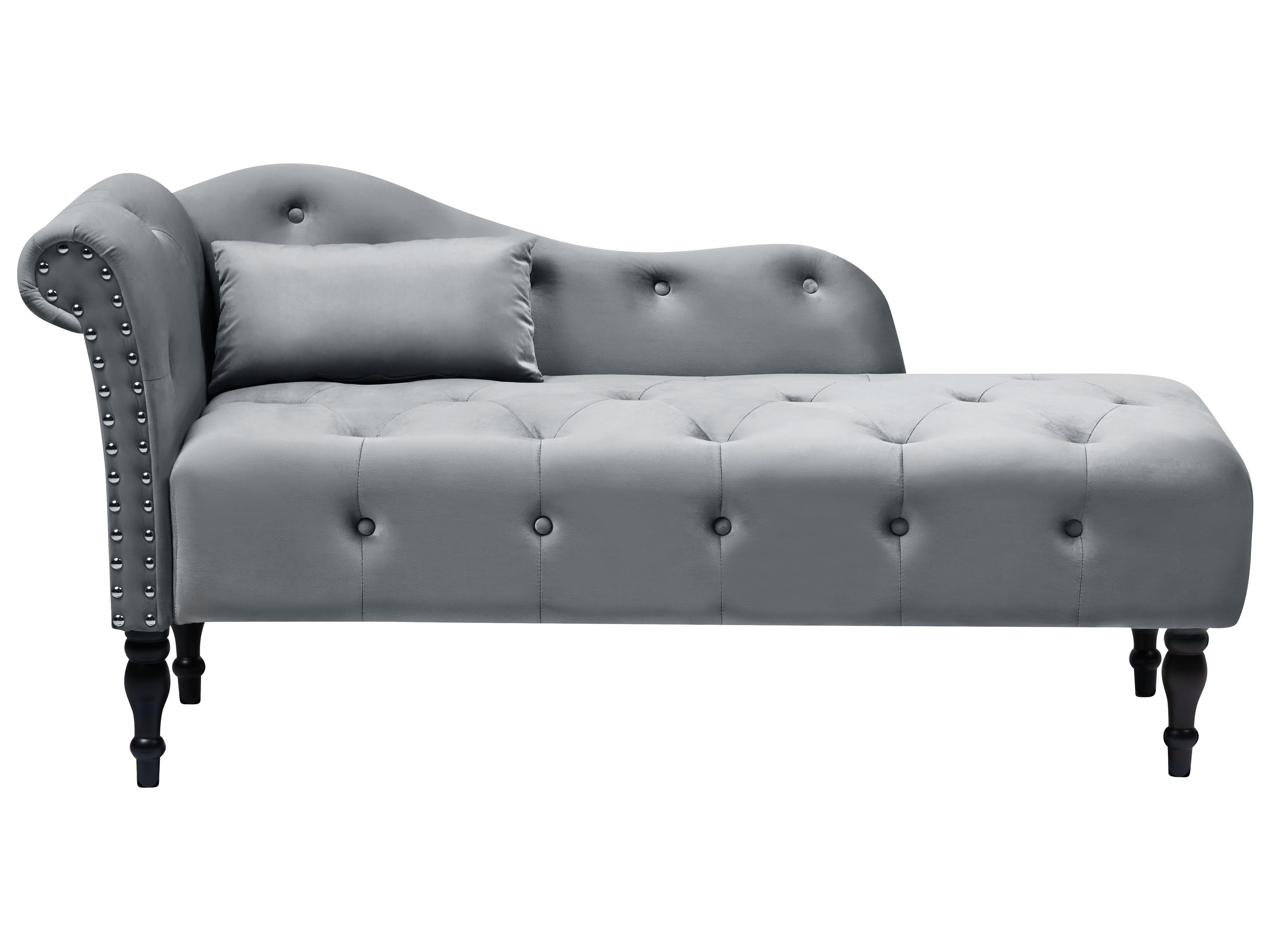 Left-Hand Chaise Longue IVRY Velvet Grey