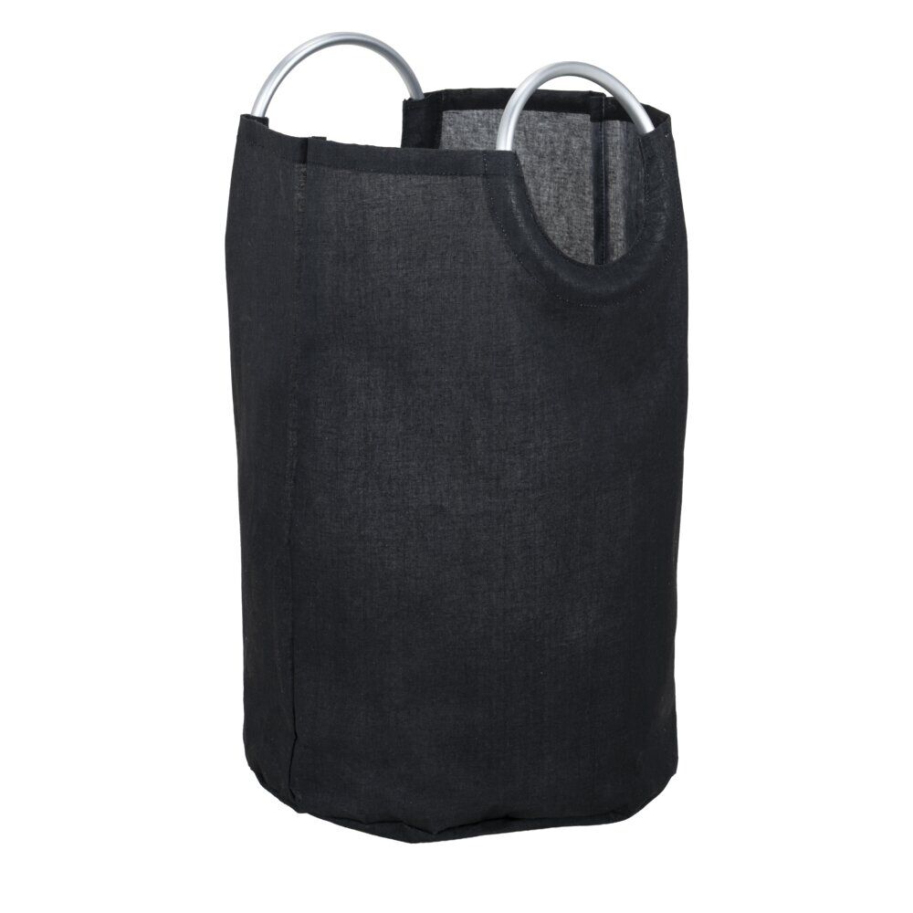 Panière à linge 60L polyester et poignée aluminium Ø38xH55cm (2 modèles)