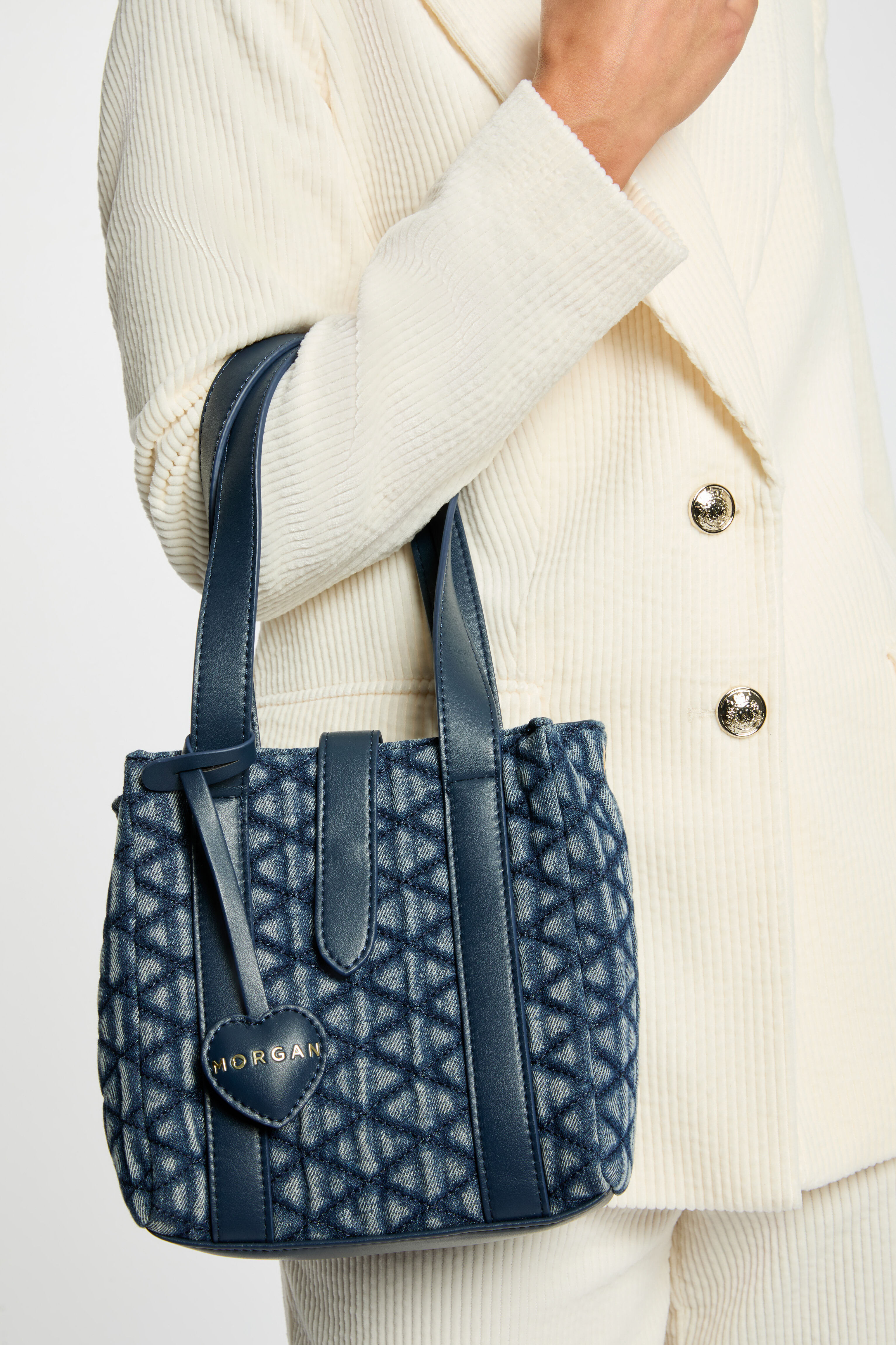 Quilted Tote Bag Denim Stone Women