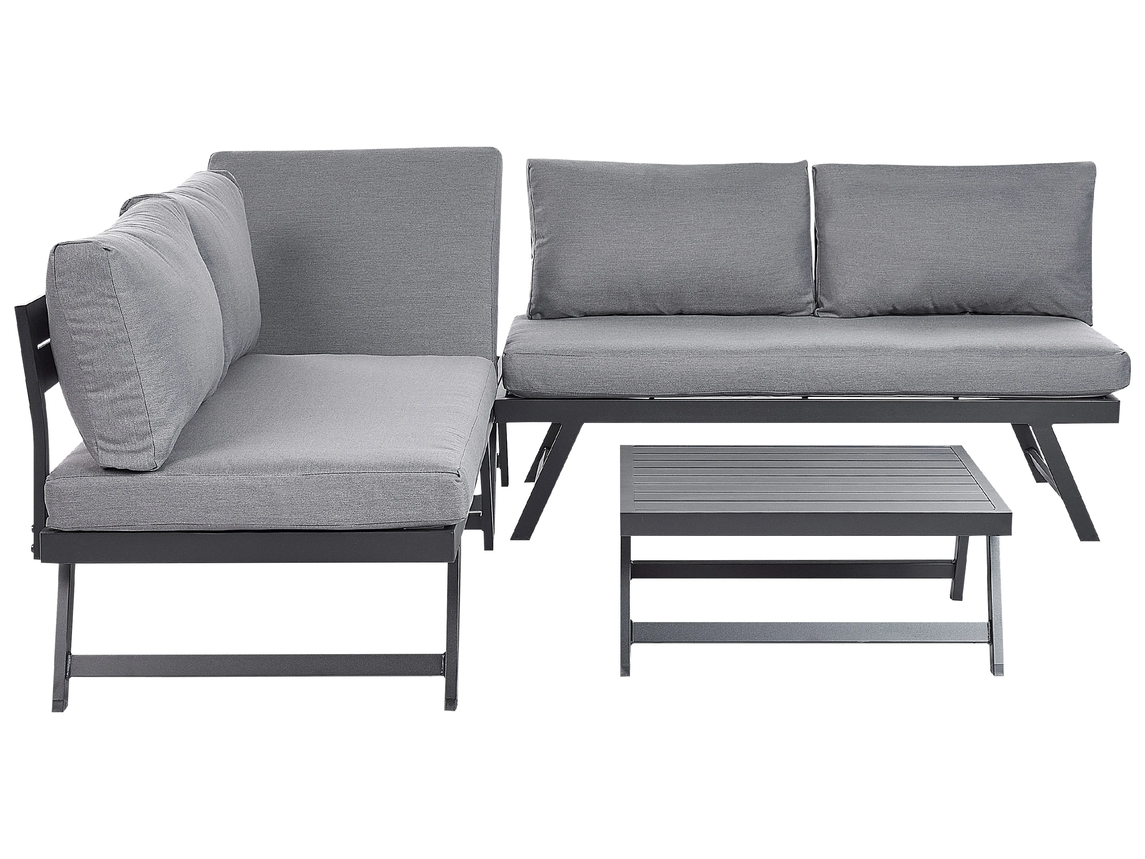 Garden Corner Sofa with Table 5 Seater COCCORINO Metal Grey