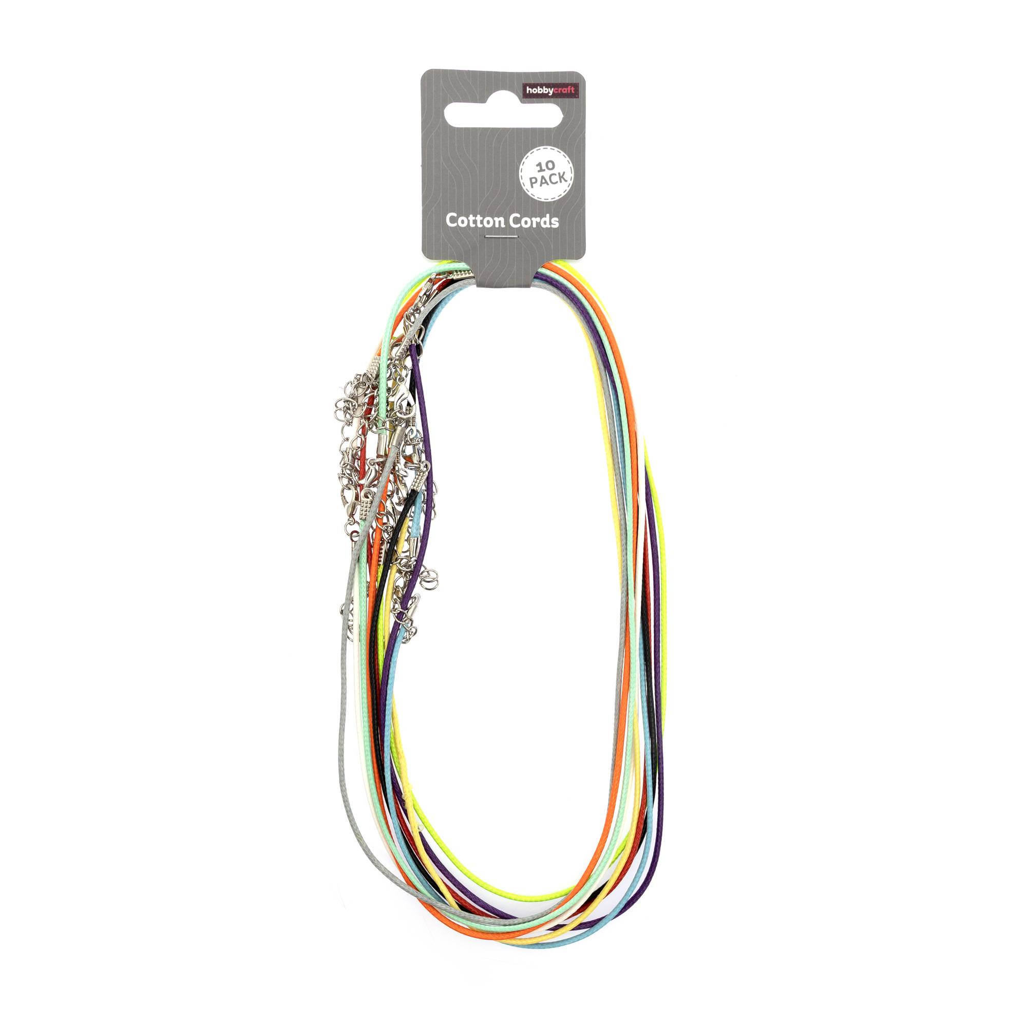 Assorted Cotton Waxed Cord Necklaces 10 Pack