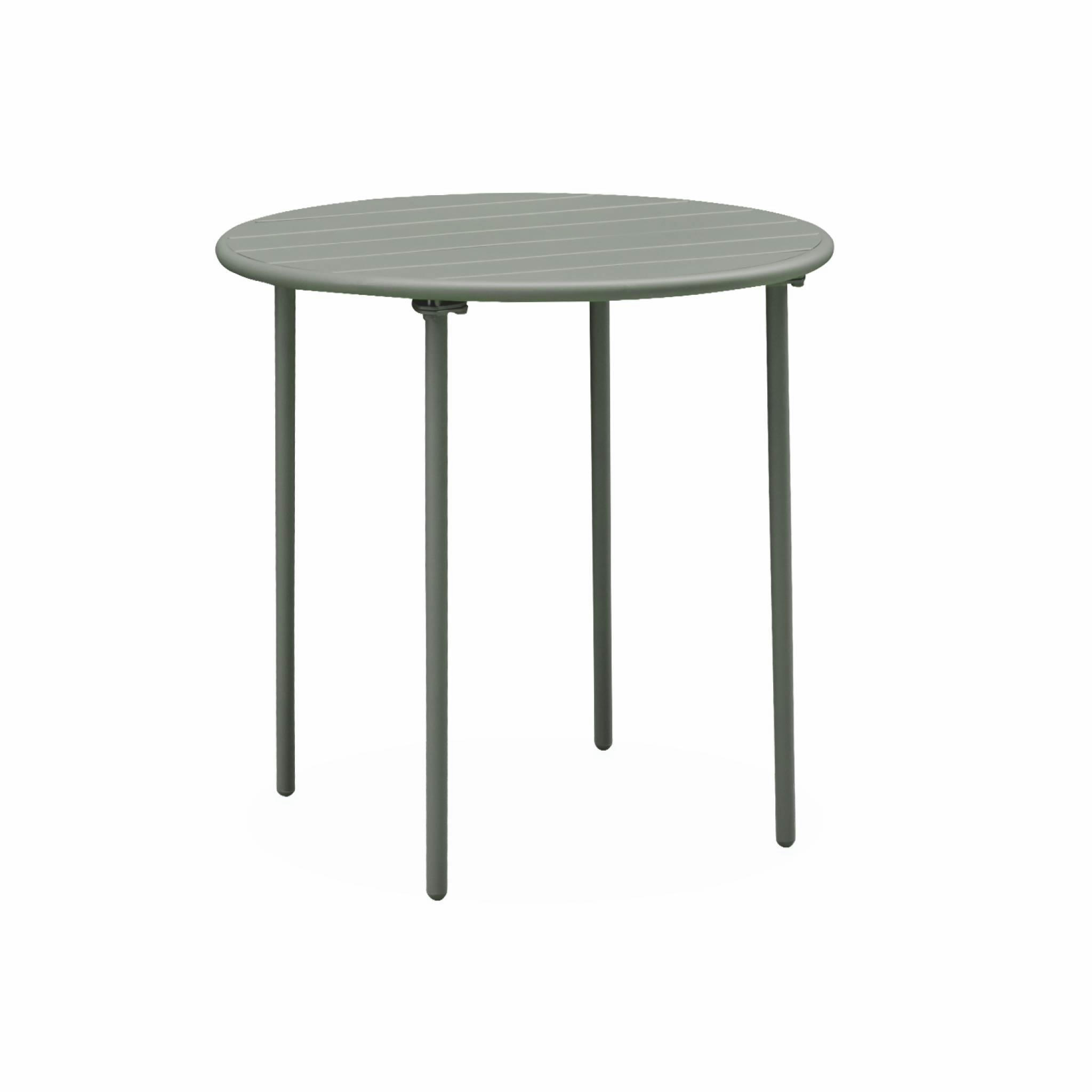 AMÉLIA - Table de jardin ronde en métal savane 2 places