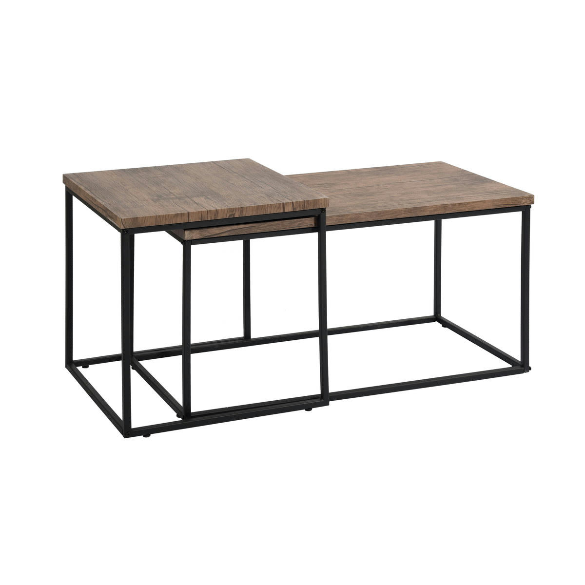 - Ensemble moderne de tables basses gigognes effet bois