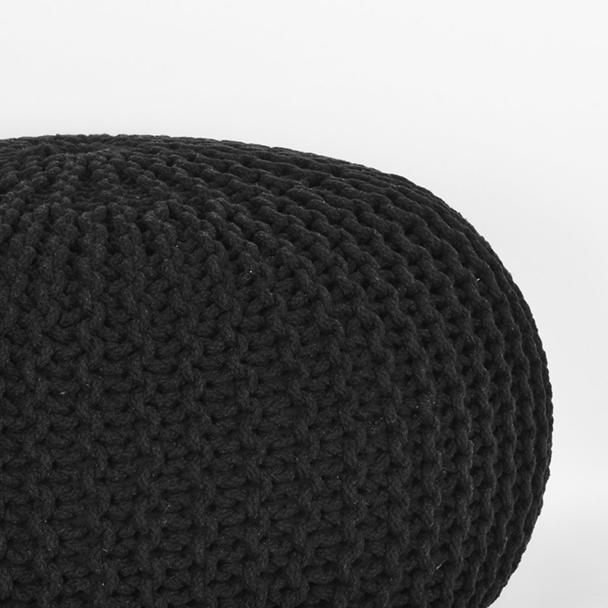 LABEL51 Poef Knitted - Zwart Katoen - 70x70x35cm