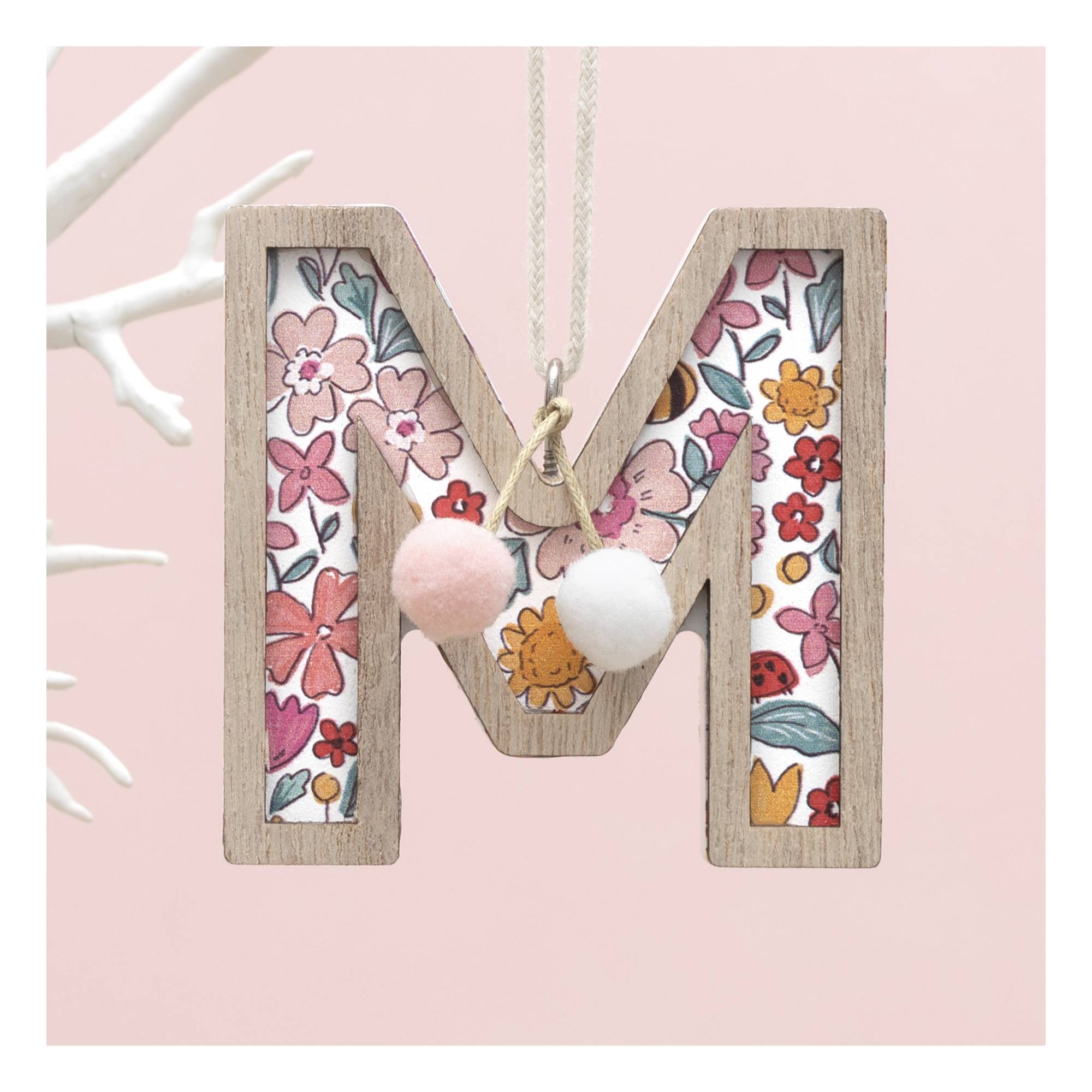 Hanging Wooden Letter M 7.5cm
