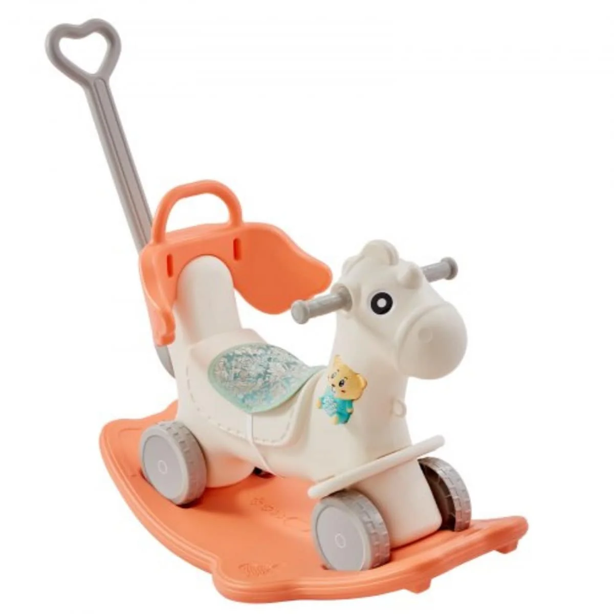 4 in 1 Rocking Horse for Toddlers with Wheels Push Handle and Sound - 34.64 x 15.35 x 26.37 inch