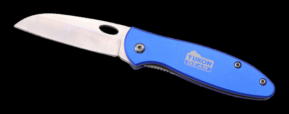 Yukon Gear EDC Folding Knife with Sheepsfoot Design, Blue, 2.6-in