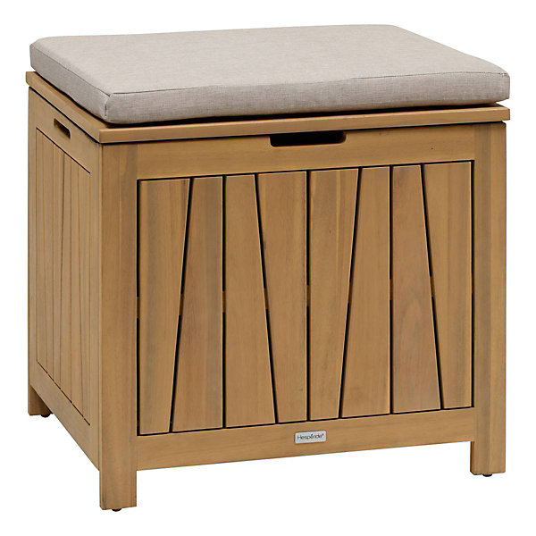 Coffre de rangement 100L avec assise Lodgia beige acacia - Hespéride