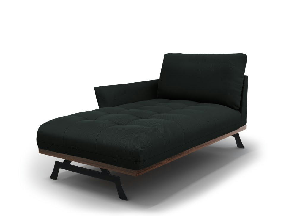 OLIVIER - Méridienne 1 place en tissu structuré noir