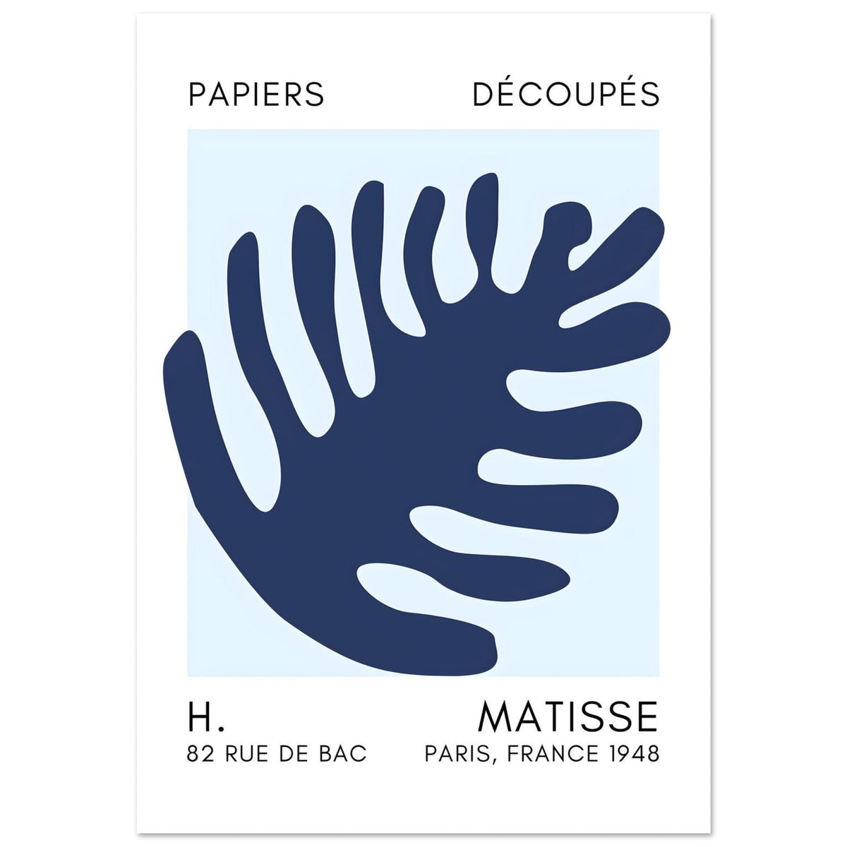 Artfulprints Poster Matisse – Coral bloom navy blue I  - 70x100 cm - Blauw