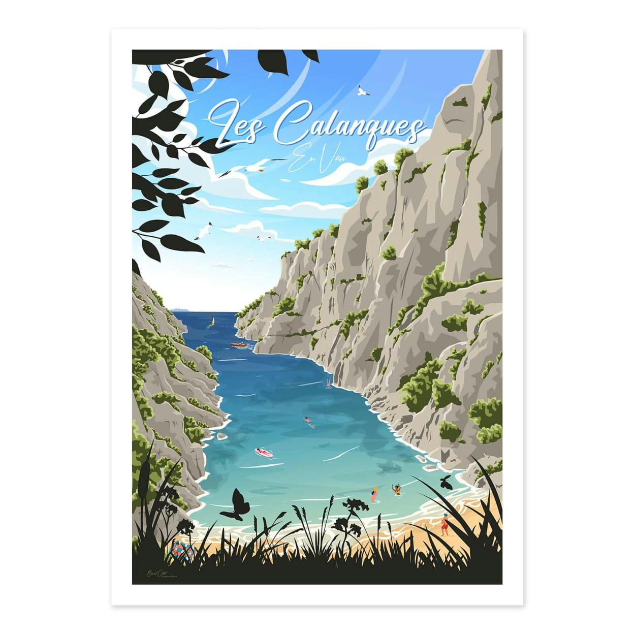 BENOÎT COLLET - LES CALANQUES EN VAU - BENOIT COLLET - Affiche d'art 50 x 70 cm