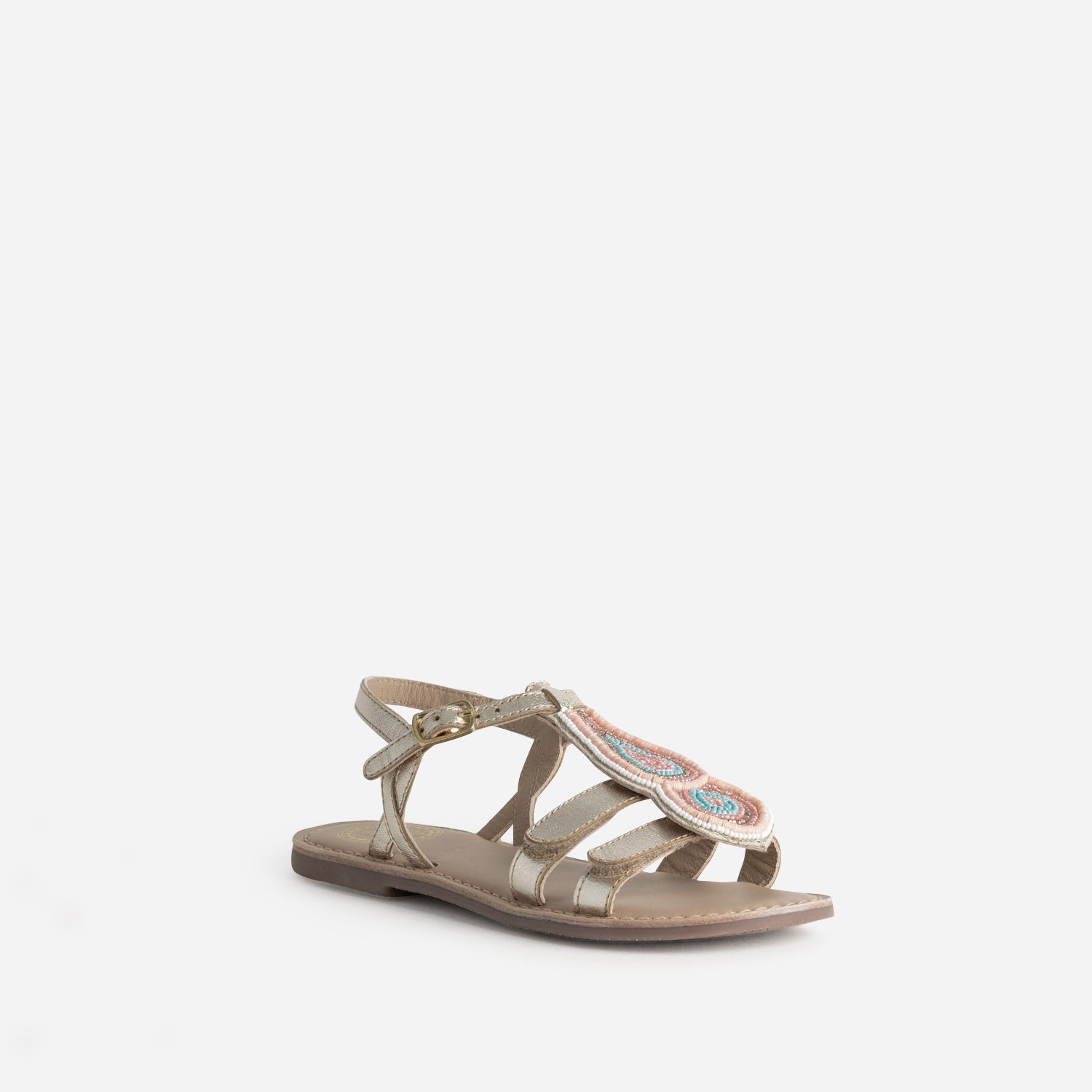 Sandale BUGGY dorée cuir décor amovible