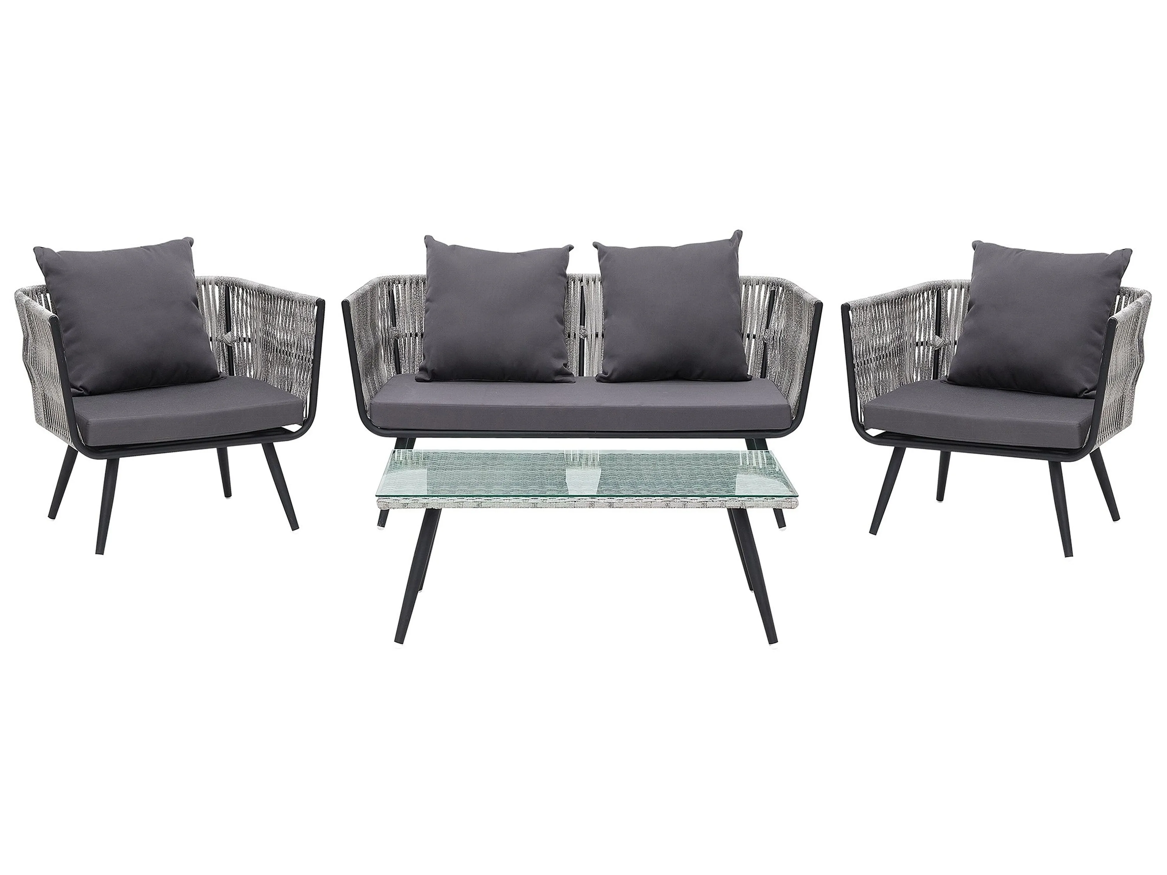 Garden Lounge Set with Table 4 Seater RAGUSA PE Rattan Grey