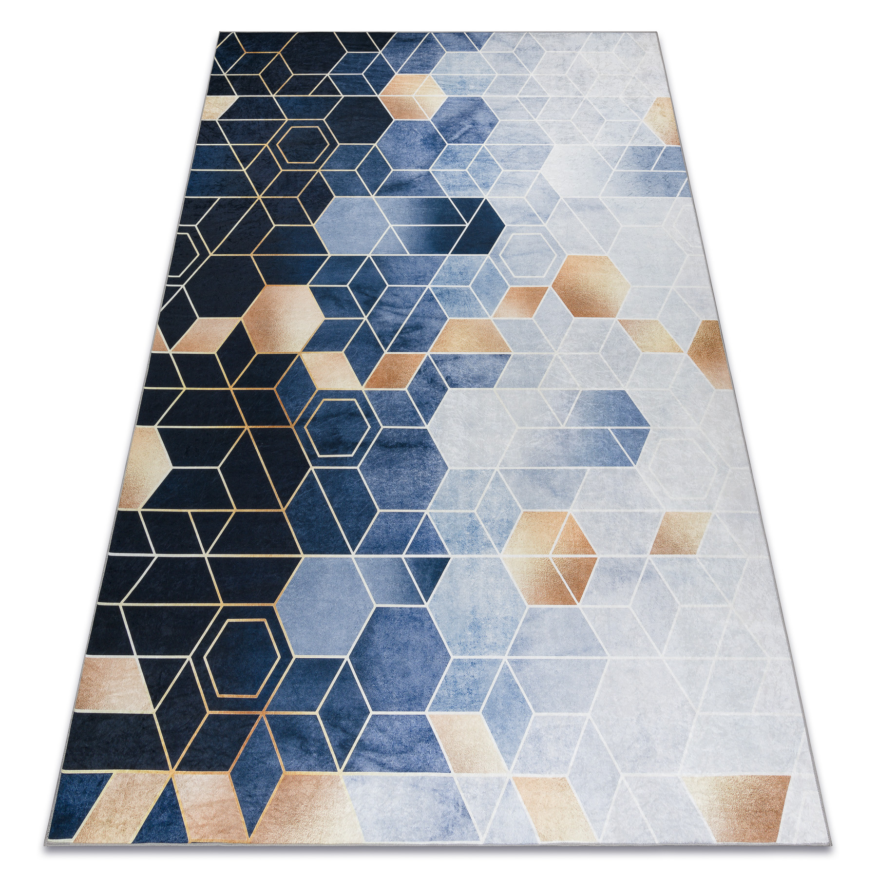 Dywan do prania ANDRE 1216 Kostka, geometryczny antypoślizgowy 80x150 cm