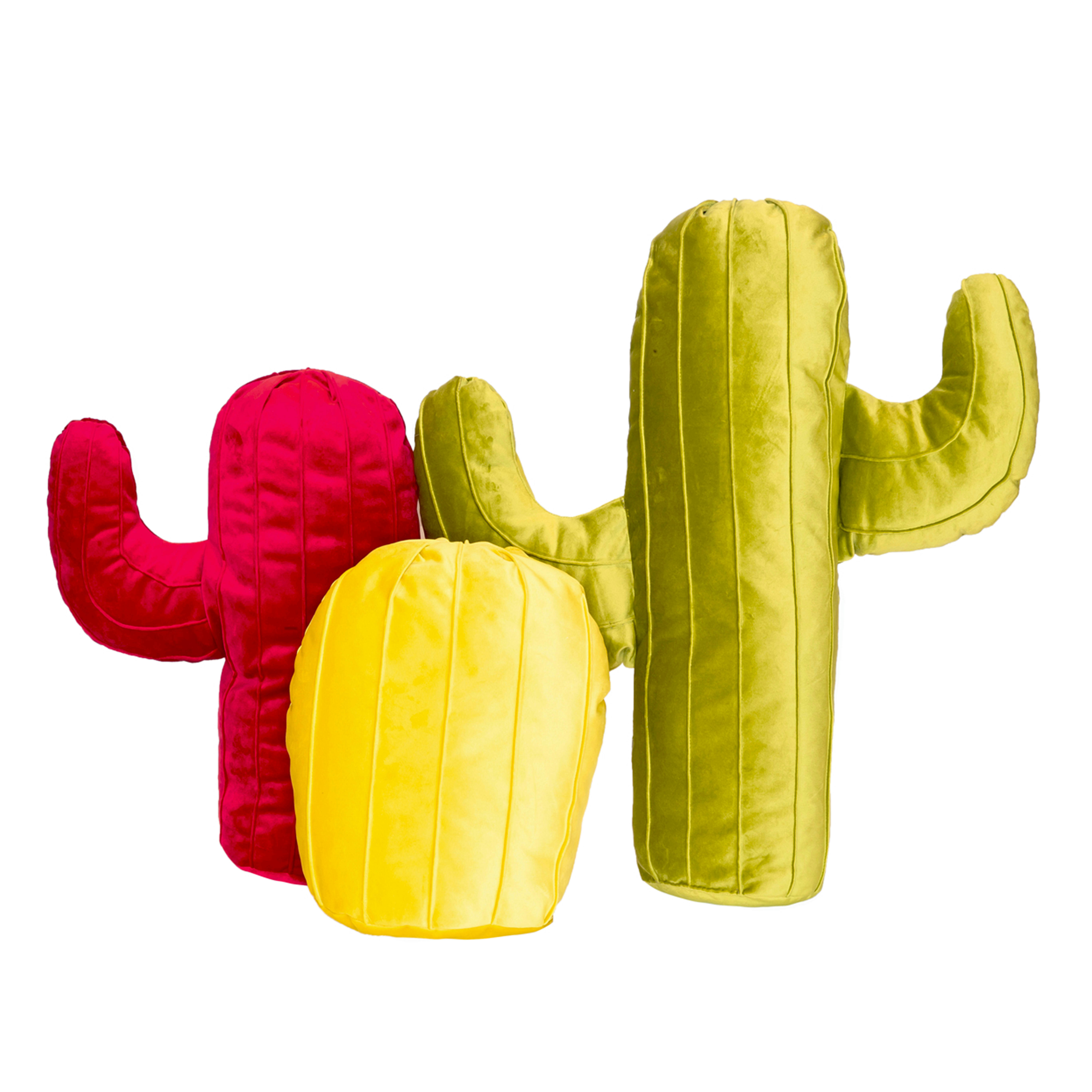 - Lot de 3 coussins cactus en velours multicolore