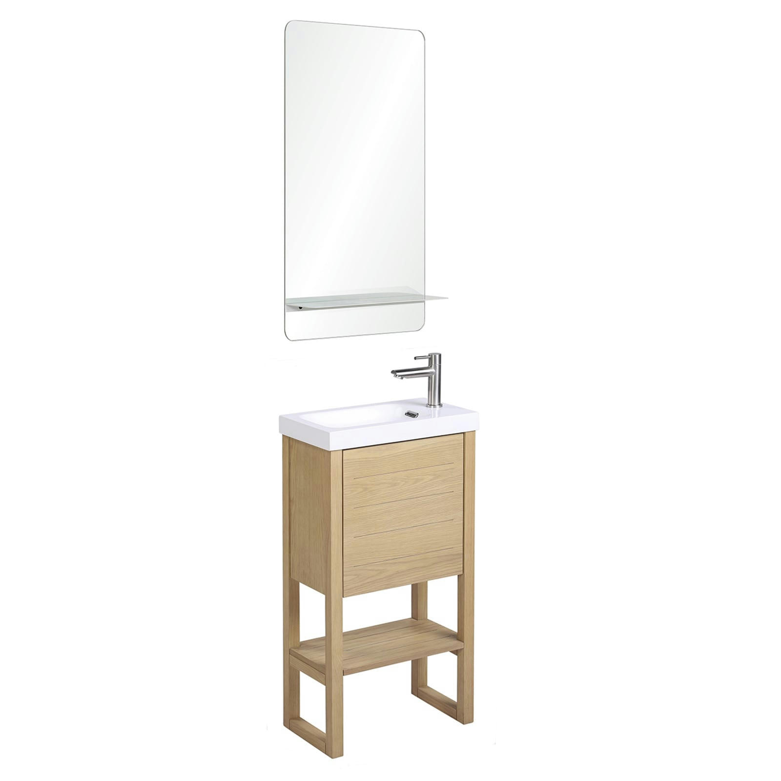 ATOLL - Meuble lave-mains ATOLL avec vasque blanche + miroir