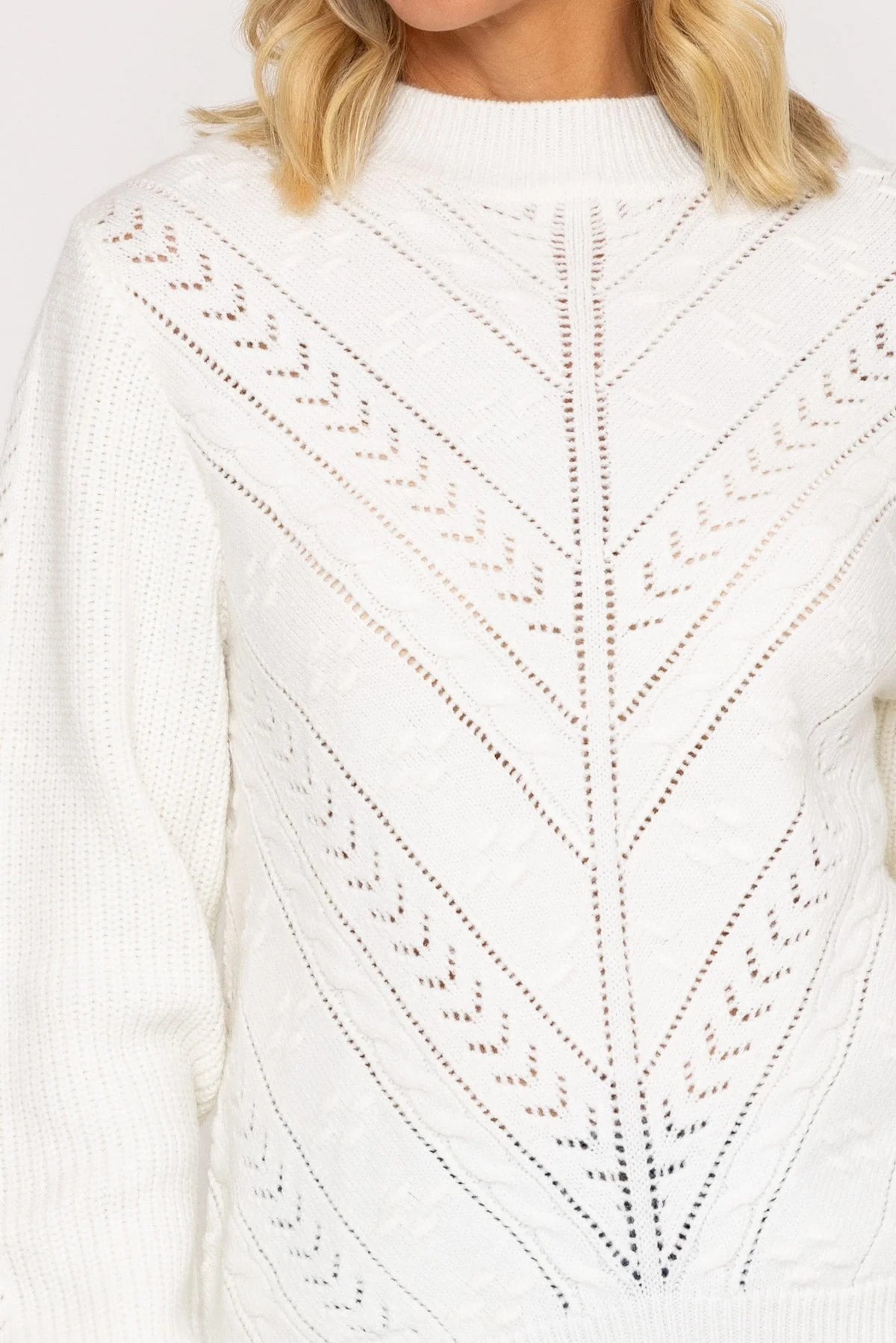 Ecru Pattern Turtleneck Knit Jumper