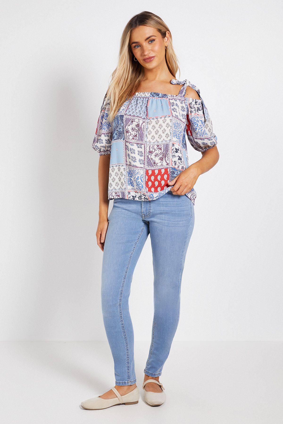 Dorothy Perkins Tie Shoulder Bardot Top