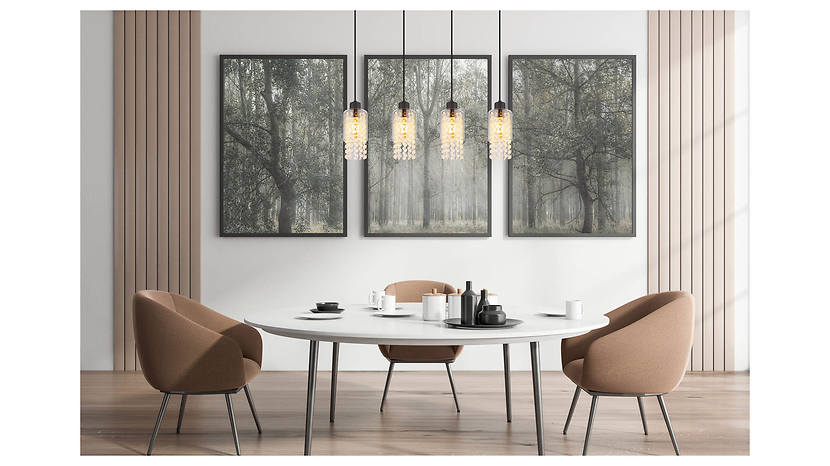 Lampa wisząca Backey 4-punktowa metalowo-szklana czarna