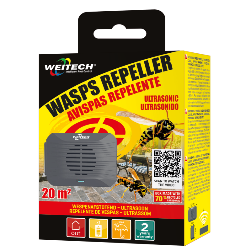 Répulsif à ultrasons pour guêpes 20 m² WEITECH