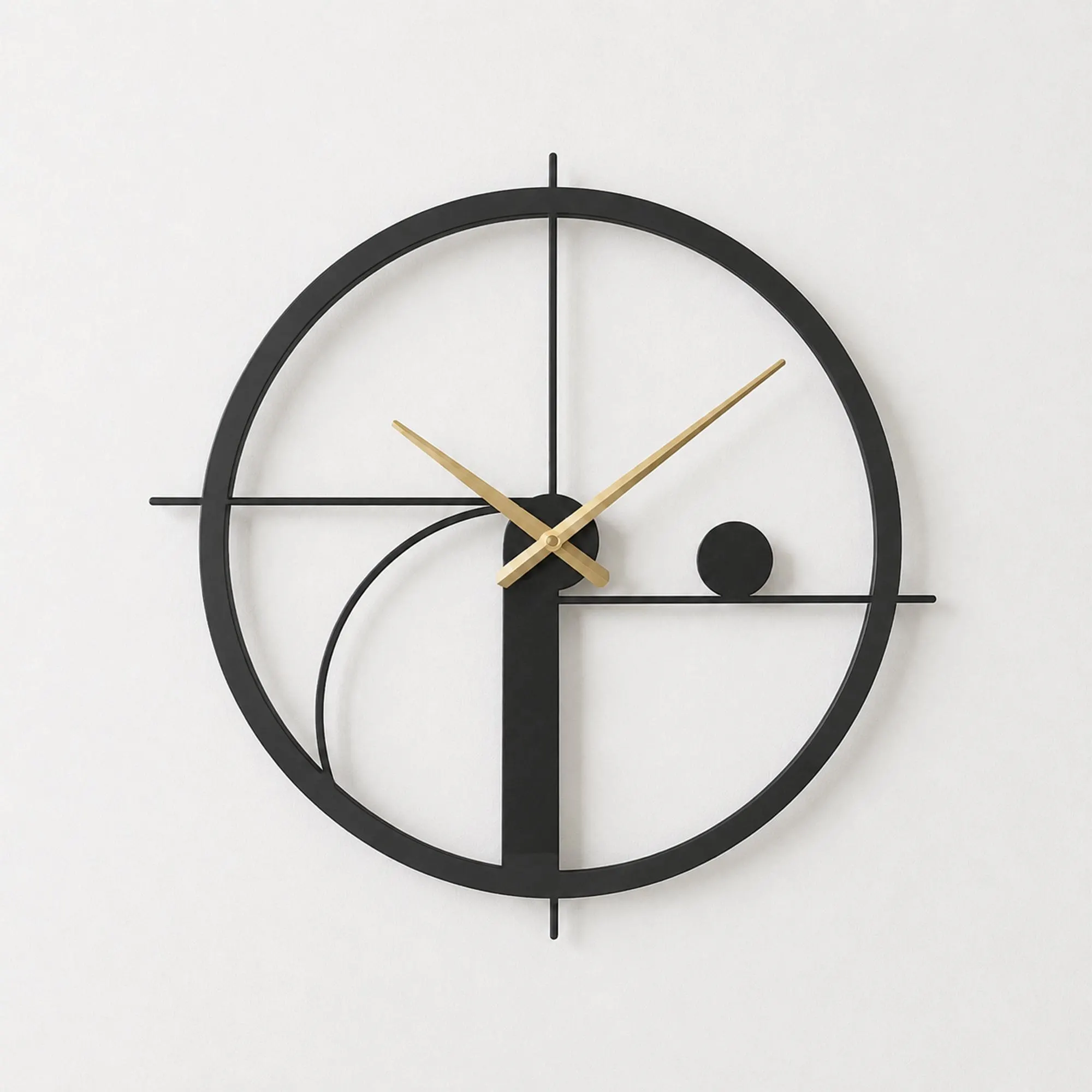 Bold Axis Time Modern Wall Clock, Minimalist Geometric Metal Decor, Silent Statement Piece