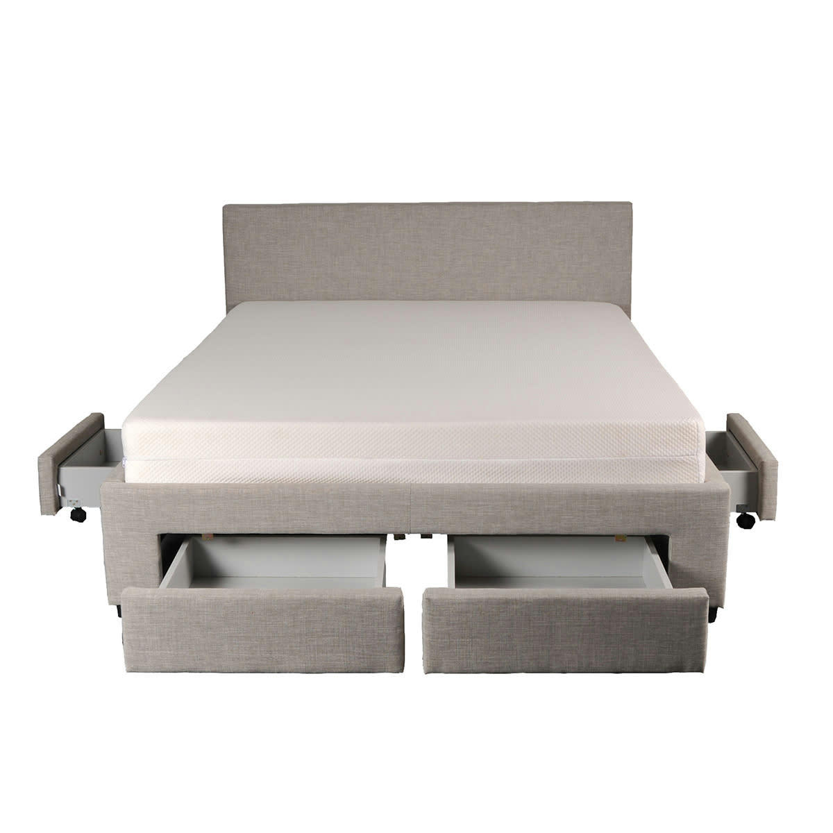 - Lit 160x200 sommier inclus et 4 tiroirs côme girs clair