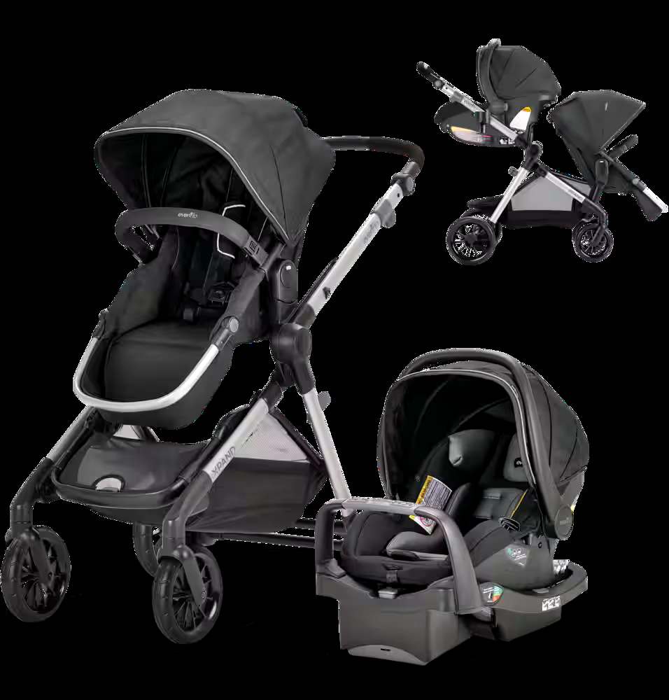 Evenflo Pivot Xpand Modular Compact Fold Travel System w/ Stroller & Car Seat