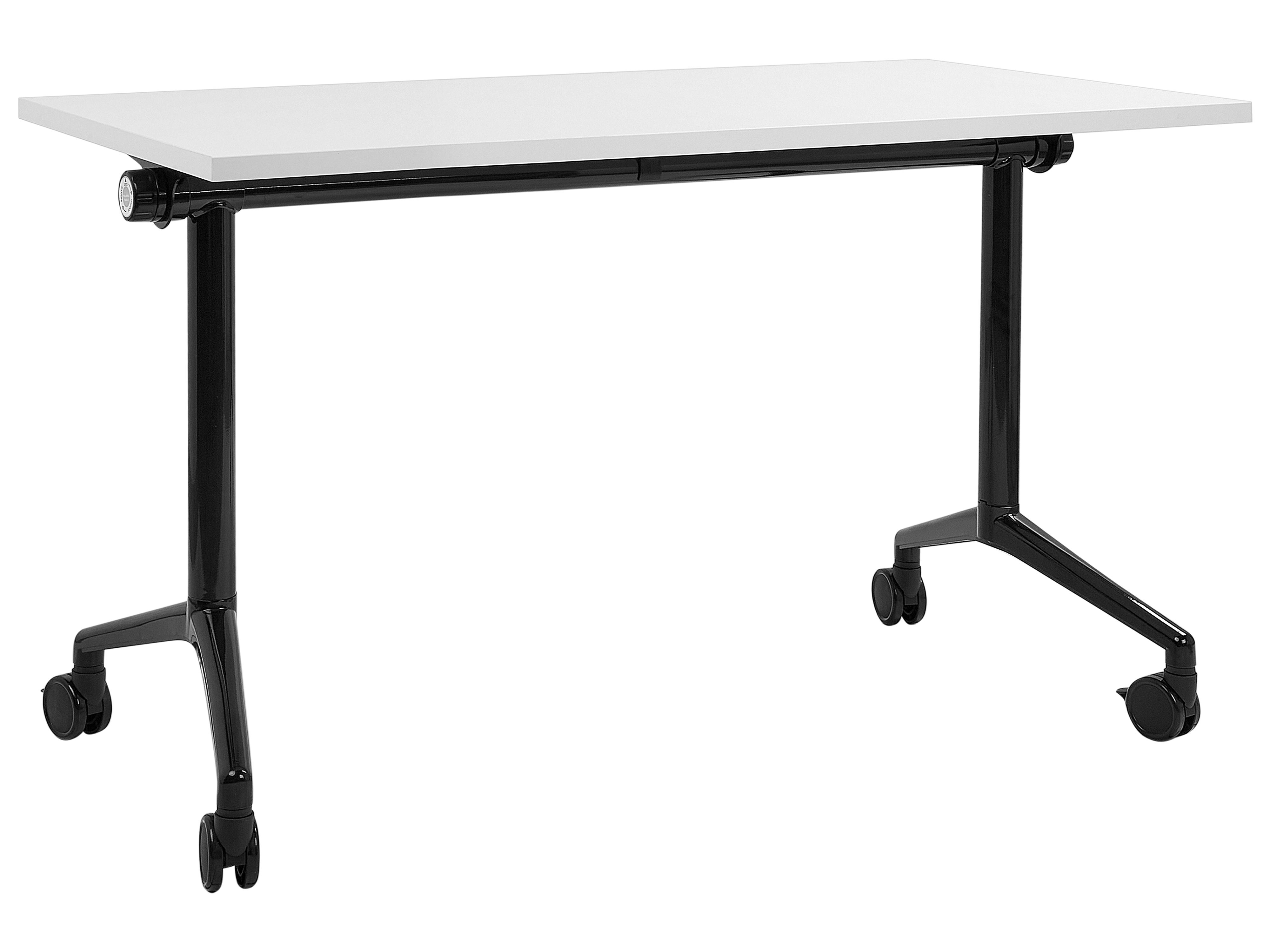 Foldable Office Desk CAVI White 120 cm 60 cm with Wheels