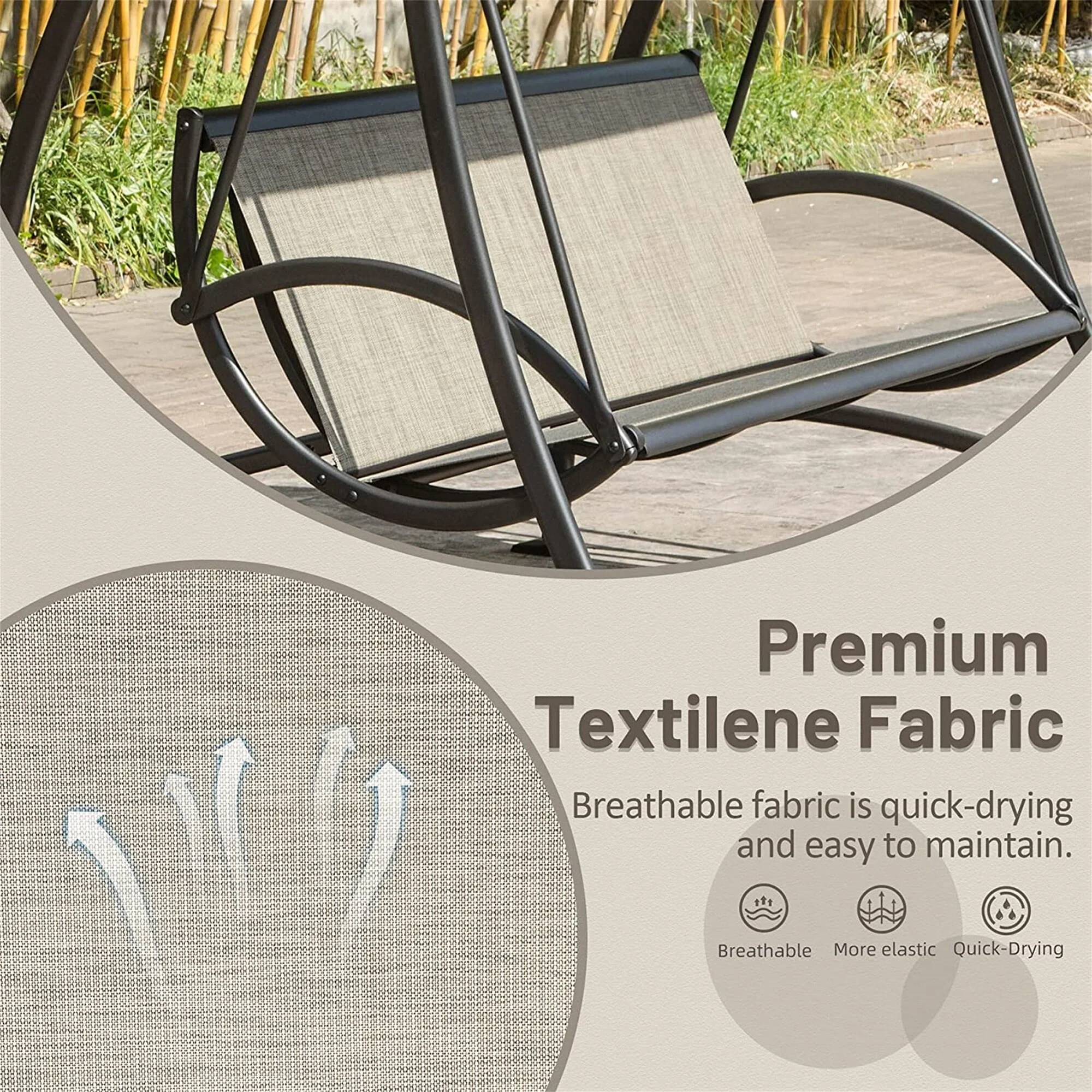 Steel 3-Seat Patio Swing with Canopy