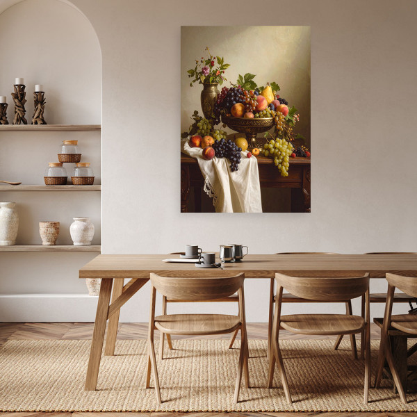 Obraz do salonu kuchni jadalni biura, Martwa natura owoce kwiaty 20x30
