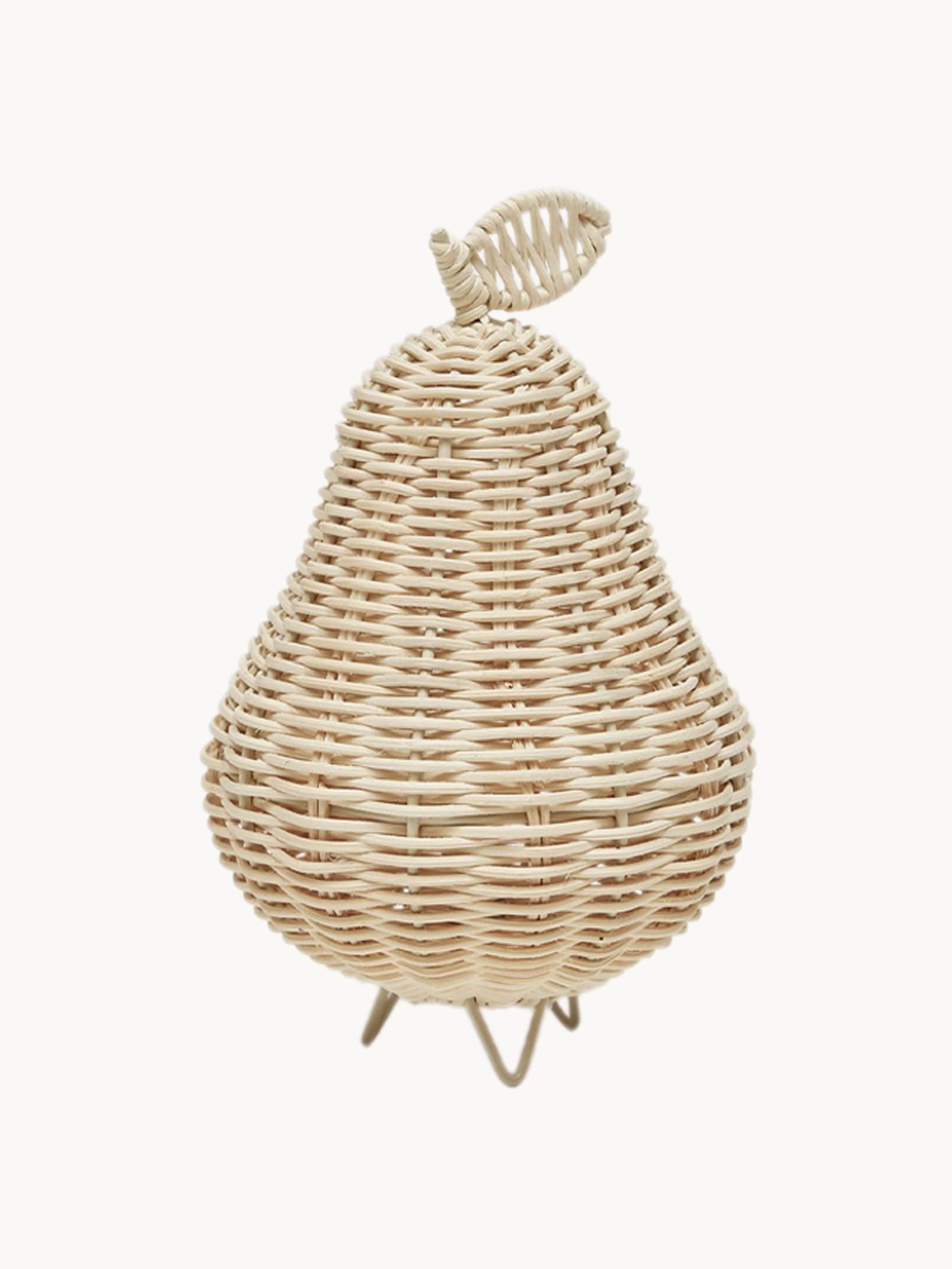 Handgefertigte Tischlampe Pear aus Rattan