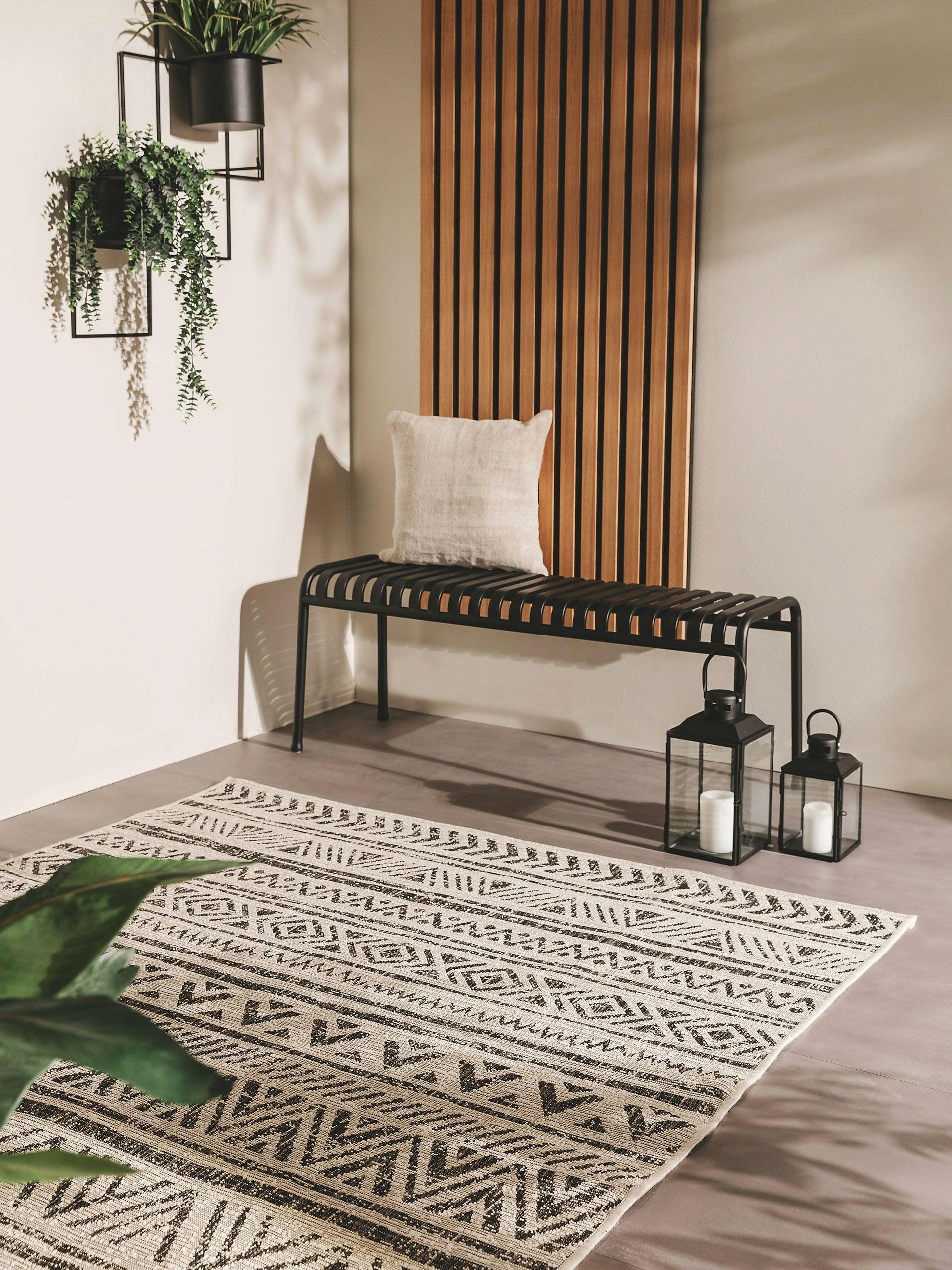 CLEO - Tapis d'extérieur & intérieur blanc & noir 160x230