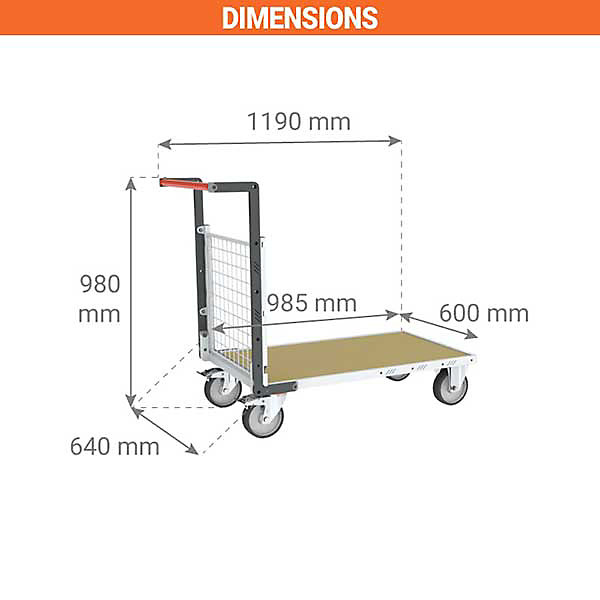 Chariot modulaire grillagé 1 côté - Plateau 985x600mm - Charge 500kg - 806724541