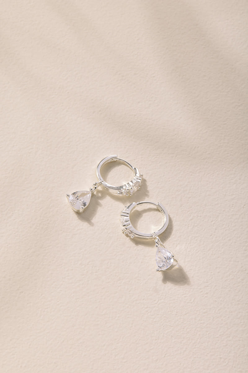 Mona Crystal Inlay Silver Charm Earrings