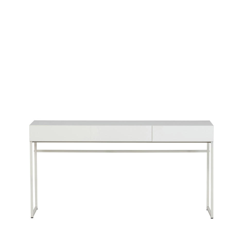 BASIC - Bureau 2 tirois en bois et métal L150cm blanc