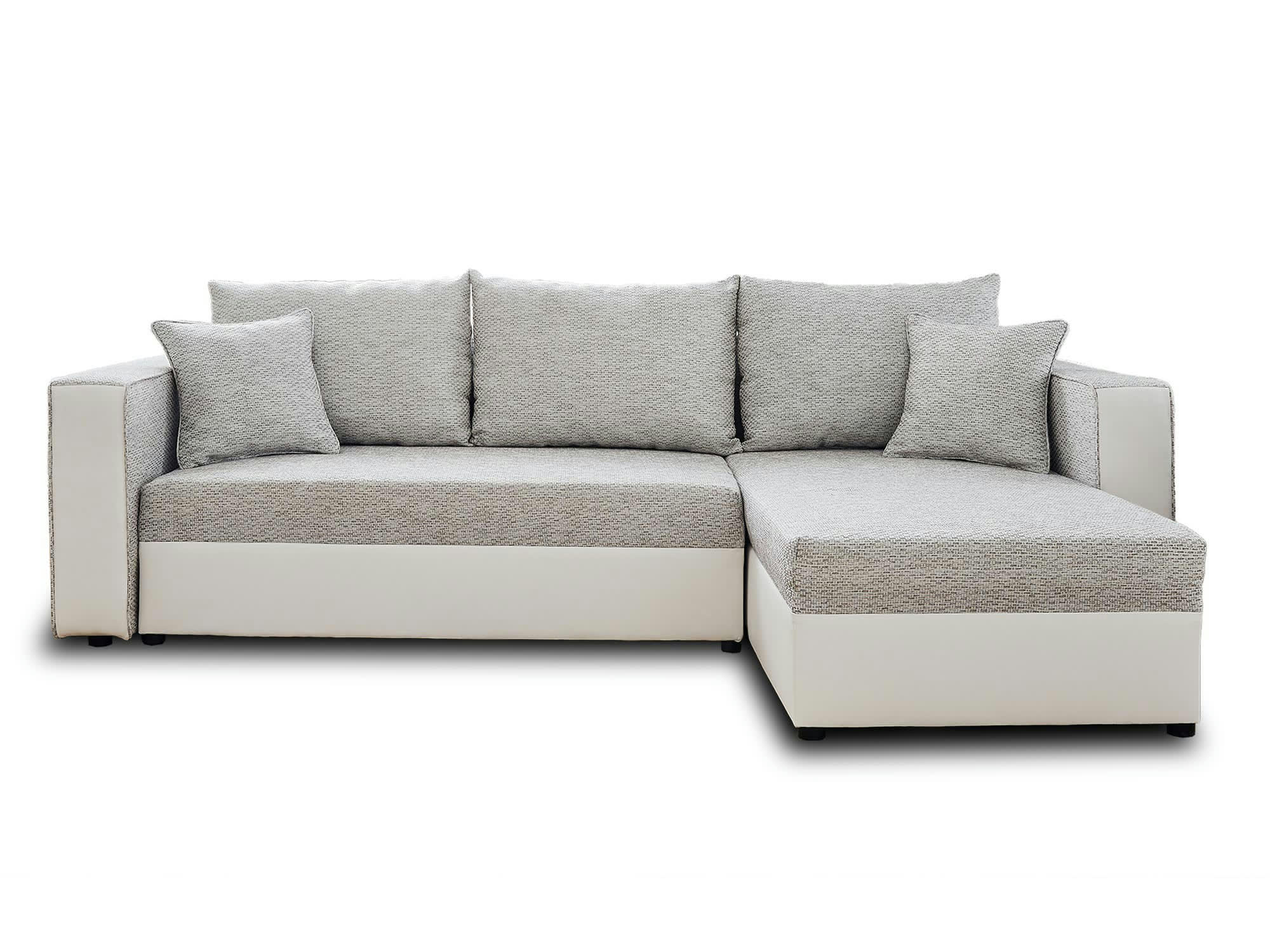 OPALE - Canapé d'angle réversible convertible 4 places en simili/tissu gris /