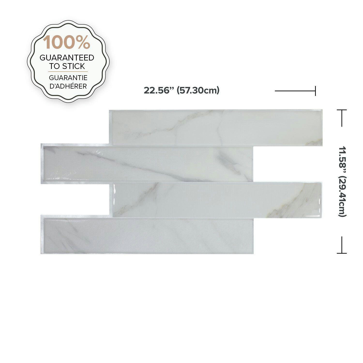 Smart Tiles Peel & Stick Self-Adhesive DIY Kitchen & Bathroom Wall Tiles, Norway Asti, 2-pk