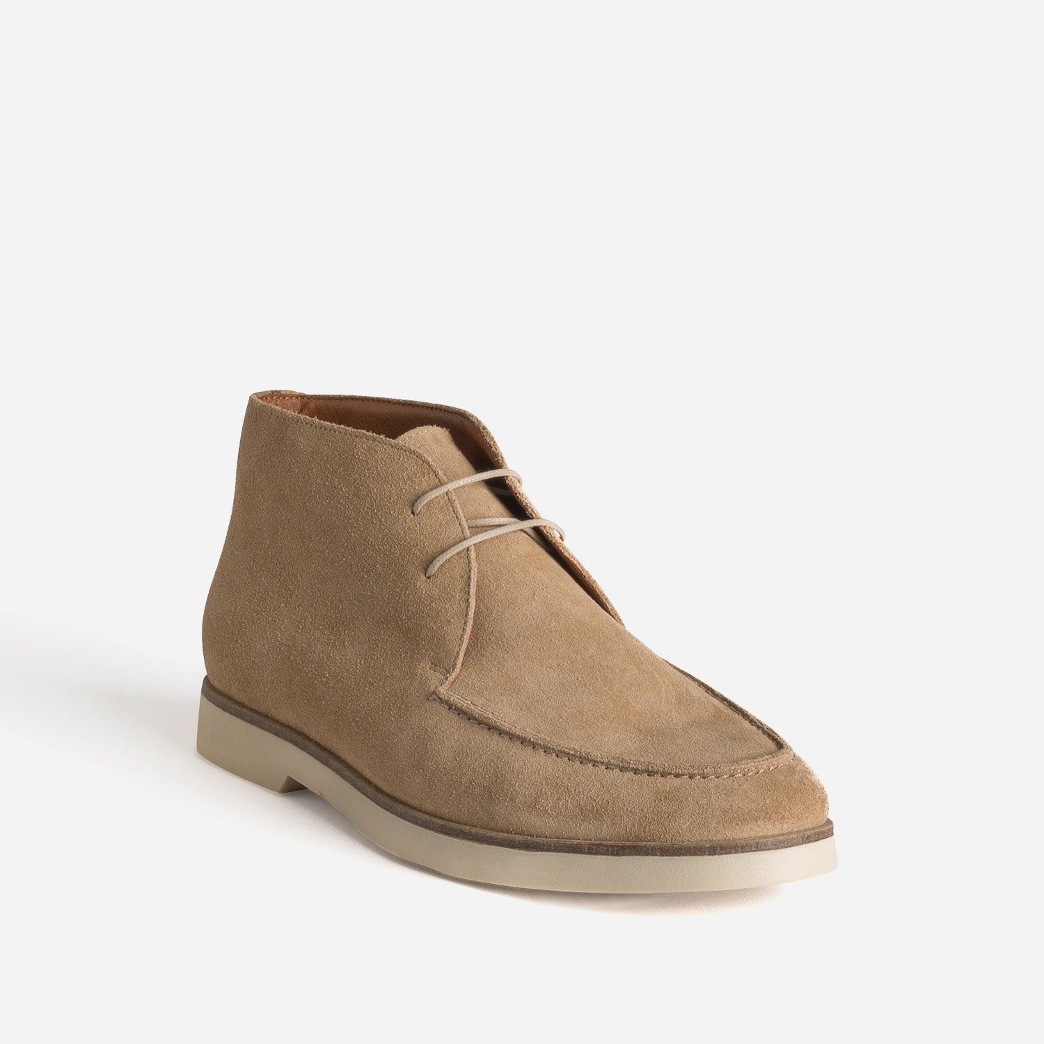 Chukka boots plateau beige cuir velours
