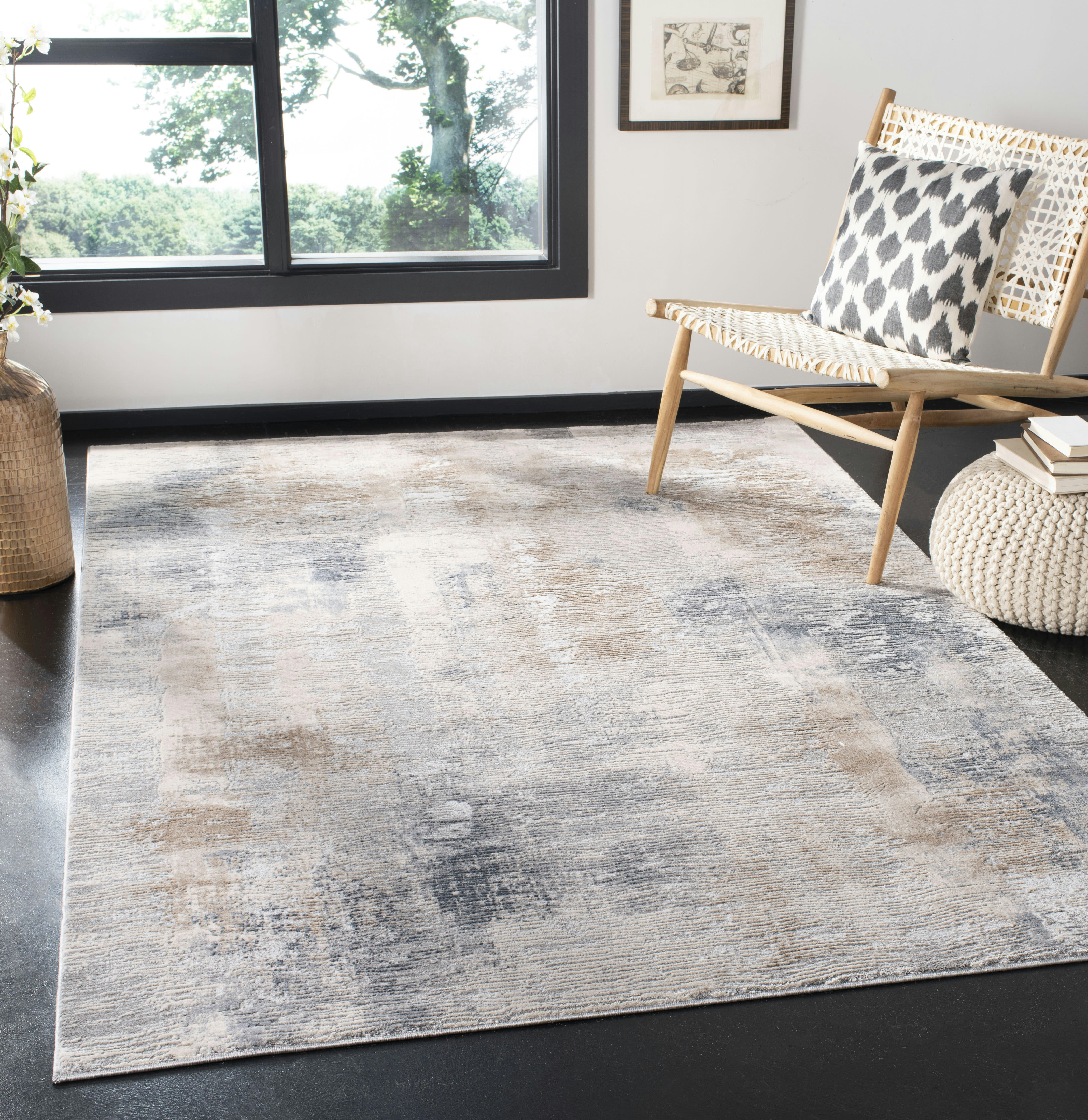 INVISTA - Tapis de salon interieur en crème & gris, 122 x 183 cm