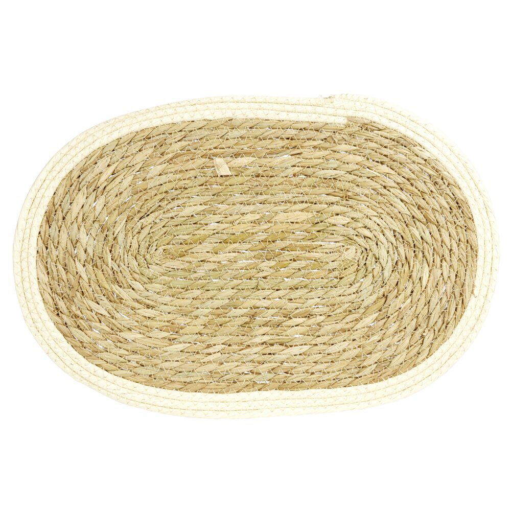 Set de table ovale jute naturel et bord beige 30x45cm