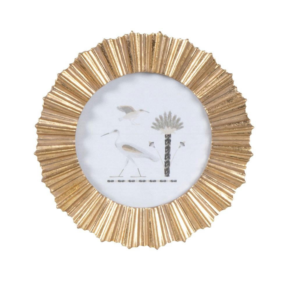 TANIS - Cadre photo rond en polyrésine dorée 10x10